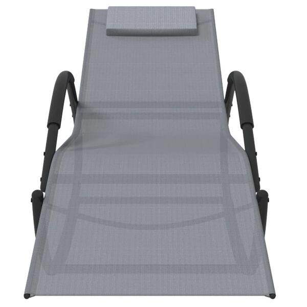 vidaXL Rocking Sun Loungers 2 pcs Grey Steel and Textilene