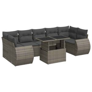 vidaXL 8 Piece Garden Sofa Set with Cushions Grey Poly Rattan