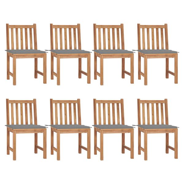 vidaXL Garden Chairs 8 pcs with Cushions Solid Teak Wood