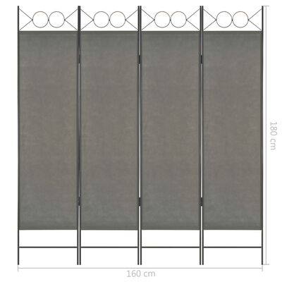 vidaXL 4-Panel Room Divider Anthracite 160x180 cm