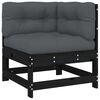 vidaXL 4 Piece Garden Lounge Set with Cushions Black Solid Wood