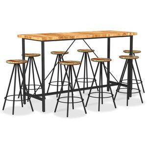 vidaXL Bar Set | Natural wood finish and black