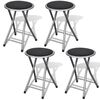 vidaXL Stool | Set of 4 | Black, Silver | Steel frame, PU leather seat