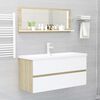 vidaXL Bathroom Mirror White and Sonoma Oak 100x10.5x37 cm Engineered Wood
