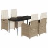 vidaXL 5 Piece Garden Dining Set with Cushions Beige Poly Rattan