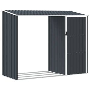 vidaXL Garden Firewood Shed Anthracite 245x98x159 cm Galvanised Steel