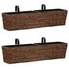 vidaXL Plant Pot | Set of 2 | Brown | Water Hyacinth, Steel, Plastic