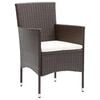 vidaXL 5 Piece Garden Dining Set with Cushions Poly Rattan Brown