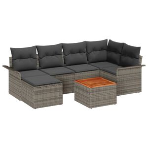 vidaXL Garden Sofa Set with Storage 7 pcs Grey Poly Rattan