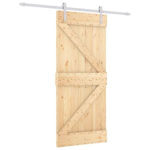 vidaXL Sliding Door 90 x 210 cm Solid Pine Wood Natural and White