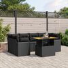 vidaXL 7 Piece Garden Sofa Set with Cushions Black Poly Rattan