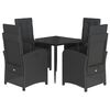 vidaXL 5 Piece Garden Dining Set with Cushions Black Poly Rattan