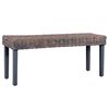 vidaXL Bench | Grey Natural | Natural kubu rattan, solid mango wood | 110 cm