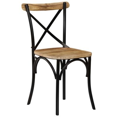 vidaXL Cross Chairs 4 pcs Black Solid Mango Wood
