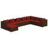 vidaXL 8 Piece Garden Lounge Set with Cushions Poly Rattan Brown