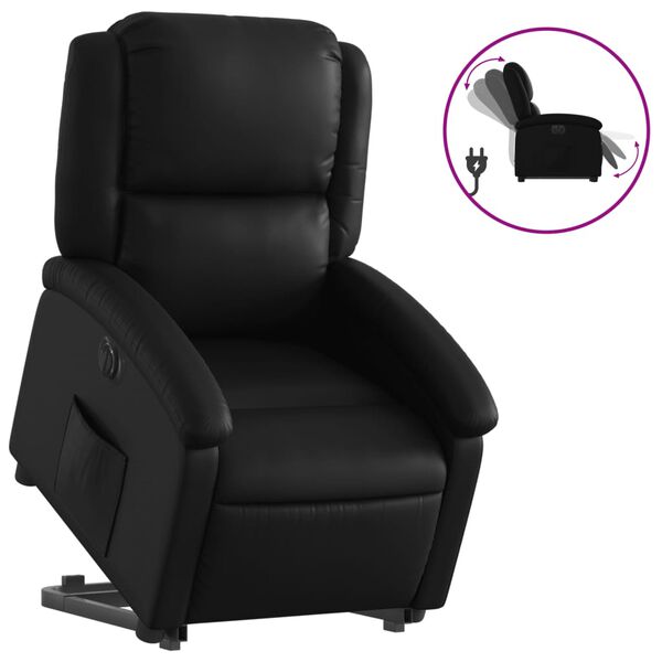 vidaXL Electric Stand up Recliner Chair Black Faux Leather