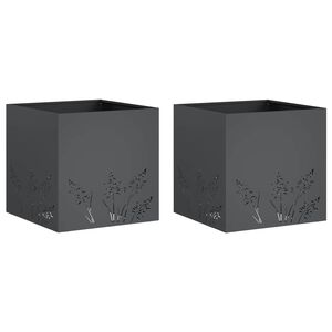 vidaXL Garden Planter 2 pcs Anthracite 50 x 50 x 49 cm