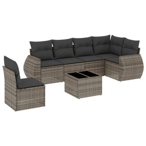 vidaXL 7 Piece Garden Sofa Set with Cushions Grey Poly Rattan