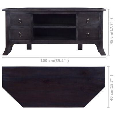 vidaXL TV Cabinet Light Black Coffee 100x40x45 cm Solid Mahogany Wood