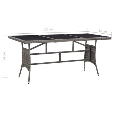 vidaXL Garden Table Grey 170x80x74 cm Poly Rattan