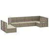 vidaXL 7 Piece Garden Lounge Set with Cushions Grey Poly Rattan
