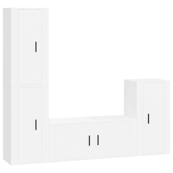 vidaXL 4 Piece TV Cabinet Set White Engineered Wood