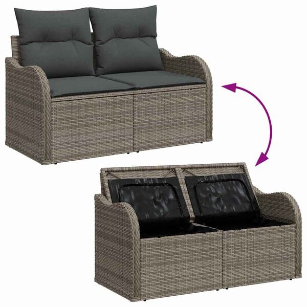 vidaXL Garden Sofa Set 9 pcs Grey Poly rattan and powder-coated steel