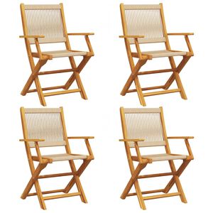 vidaXL Folding Chairs 4 pcs Beige Solid Wood Acacia