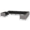 vidaXL 11 Piece Garden Lounge Set with Cushions Poly Rattan Dark Grey