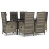 vidaXL 7 Piece Garden Dining Set with Cushions Black and Grey Poly Rattan