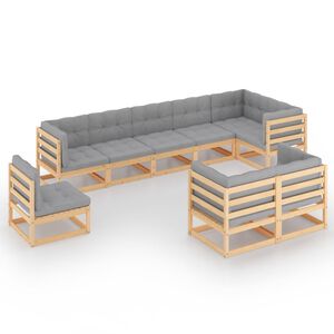 vidaXL 9 Piece Garden Lounge Set with Cushions Solid Pinewood