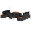 vidaXL Garden Sofa Set with Cushion 9 pcs Black Poly rattan