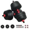 vidaXL 2-in-1 Dumbbell Barbell Set 20 kg Black and Red