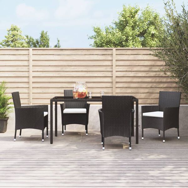 vidaXL Garden Chairs with Cushions 4 pcs Poly Rattan Black