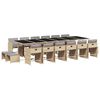 vidaXL 17 Piece Garden Dining Set with Cushions Mix Beige Poly Rattan