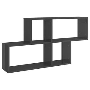 vidaXL Wall Shelf | High gloss grey | Engineered wood | 100x18x53 cm