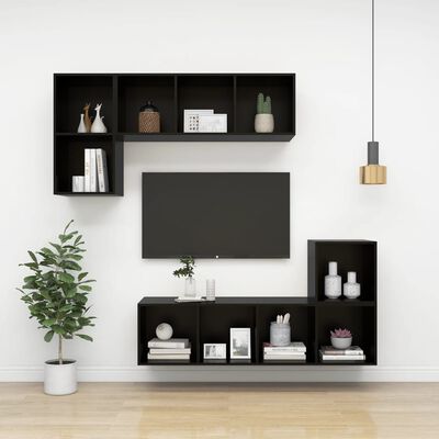 vidaXL Wall Cabinets 2 pcs Black 37x37x37 cm Engineered Wood