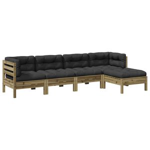 vidaXL 5 Piece Garden Sofa Set with Cushions Impregnated Wood Pine