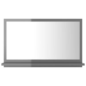vidaXL Mirror | High gloss grey | Engineered wood, acrylic | Bathroom Mirror