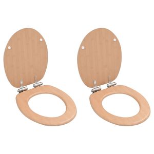 vidaXL WC Toilet Seats 2 pcs with Soft Close Lids MDF Bamboo Design