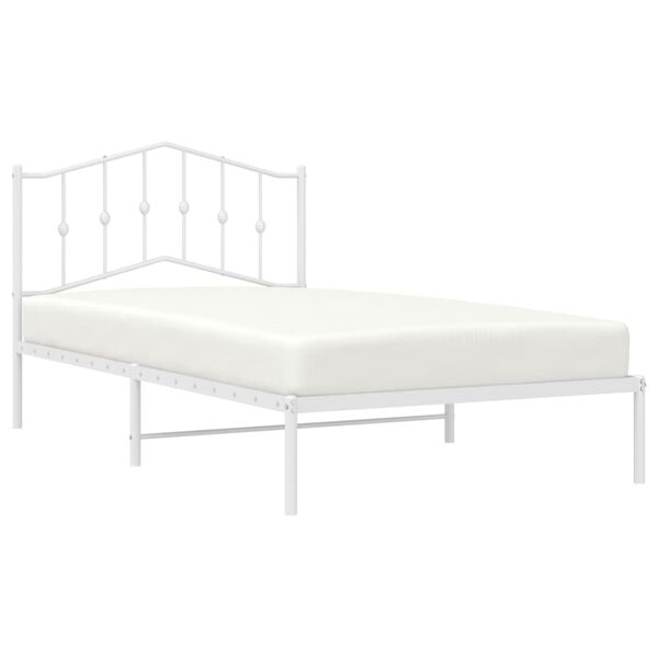 vidaXL Metal Bed Frame without Mattress with Headboard White 107x203cm