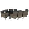 vidaXL Garden Dining Set with Cushion 9 pcs Grey Poly Rattan
