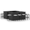 vidaXL 16 Piece Garden Bar Set with Cushions Poly Rattan Black