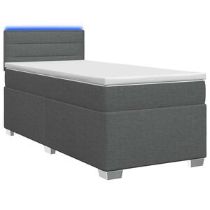 vidaXL Box Spring Bed with Mattress and LED Dark Grey King Single