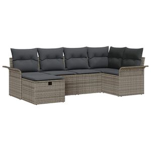 vidaXL Garden Sofa Set with Cushion Manual 6 pcs Grey Poly Rattan