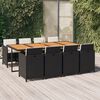 vidaXL 9 Piece Garden Dining Set with Cushions Poly Rattan Black