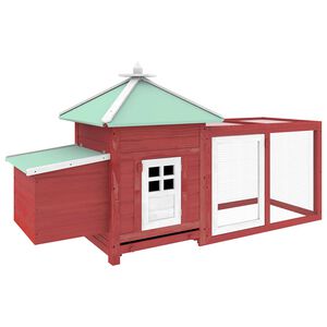 vidaXL Chicken Coop | Red | Solid firwood, plywood, galvanised steel | Large