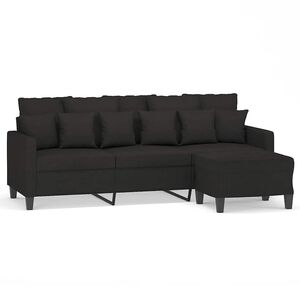 vidaXL 3-Seater Sofa with Footstool Black 180 cm Fabric