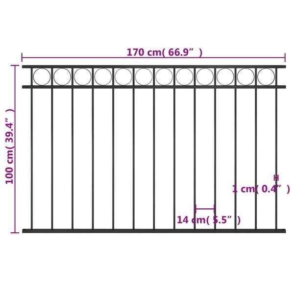 vidaXL Fence Panel Steel 1.7x1 m Black