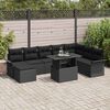 vidaXL Sofa Set with Cushion 9 pcs Black Poly Rattan